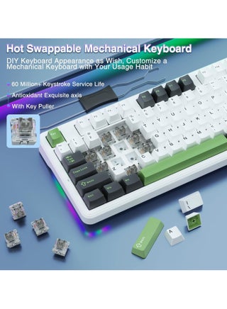 F87 PRO Wireless Mechanical Keyboard,80% TKL Custom Hot Swappable Keyboard, Gasket Mount Gaming Keyboard with PBT Keycaps, Pre-lubed Greenwood V4 Switch,2.4GHz/USB-C/BT5.0 RGB Backlit Mechanical Keyboard - view 4